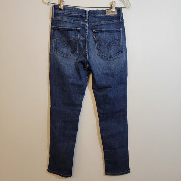 Levis Mid Rise Skinny Jeans Denim Womens Size 6 28Wx28I Blue Dark Wash EUC - Picture 4 of 10